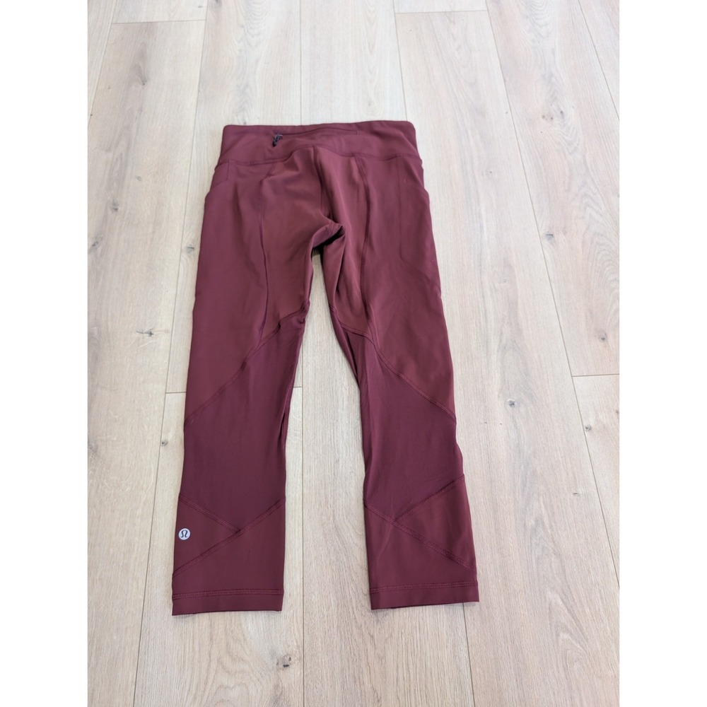 LULULEMON PACE RIVAL CROP LEGGINGS WOMENS 6 RUBY WINE CROPPED 22" BURGUNDY LULU